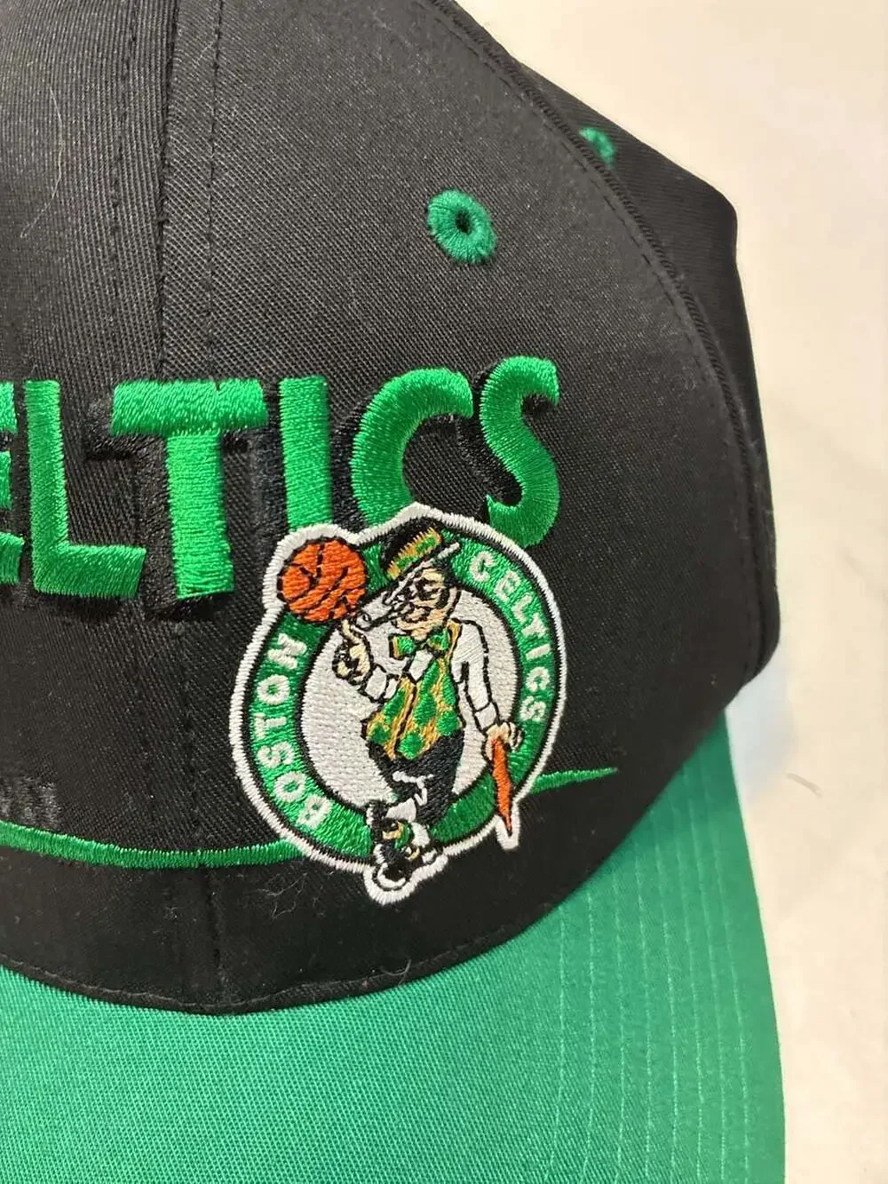 Vintage Boston Celtics Twins Enterprise Embroidered Spellout Snapback Hat